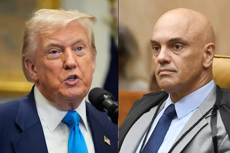 Reuter/Yuri Gripas e Carlos Moura/STF Donald Trump e Alexandre de Moraes. Reuters/Yuri Gripas e Carlos Moura/STF Alexandre de Moraes