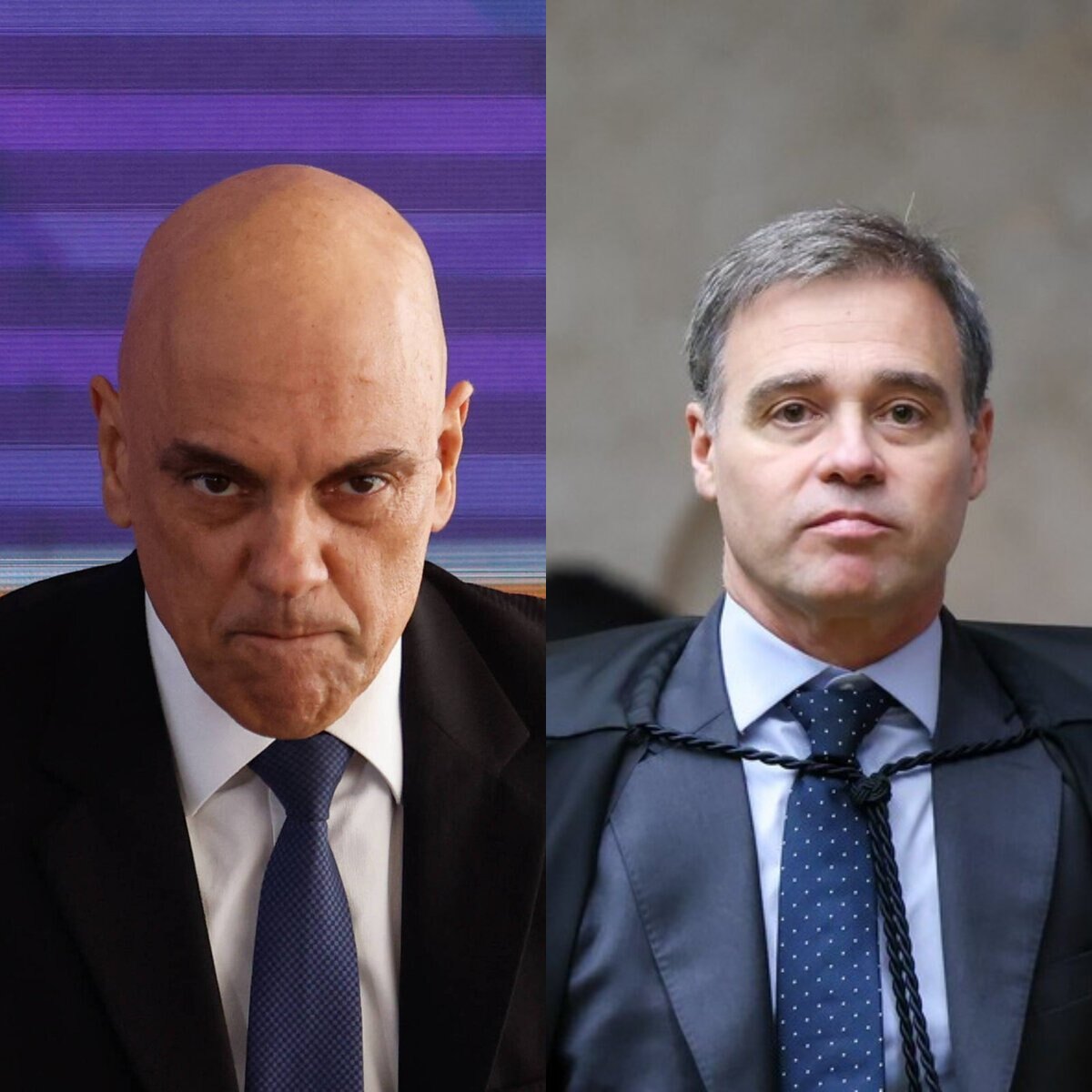Os ministros Alexandre de Moraes (esq.) e André Mendonça, do STF